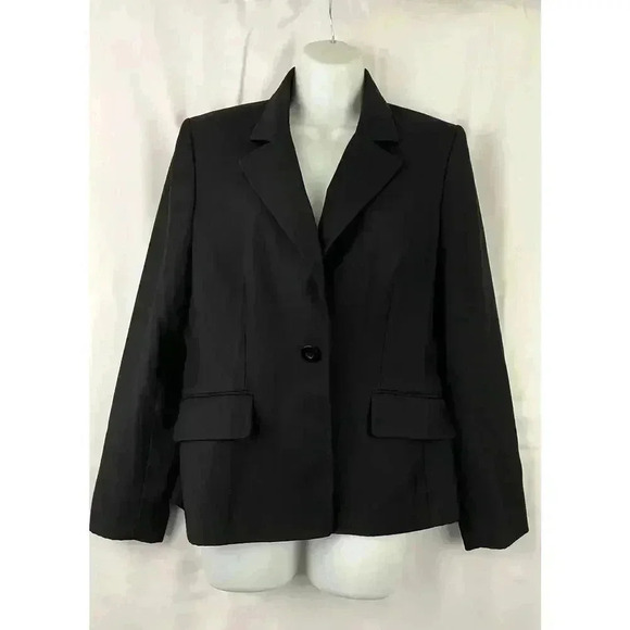 Anne Klein Black Blazer Jacket Sz 8 Single Button Pink Lining Women's - Picture 8 of 8